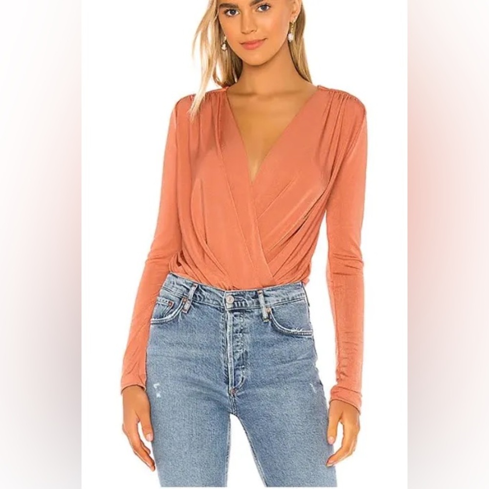 Free People Turnt Surplice Bodysuit in Copper